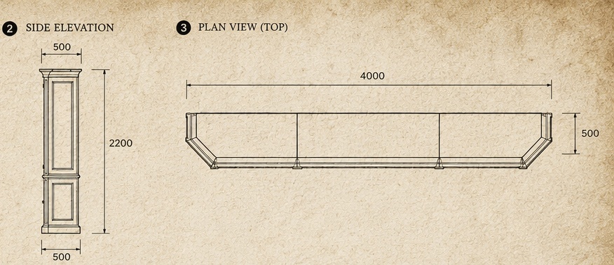 Custom made wall unit drawing Custom made wall unit