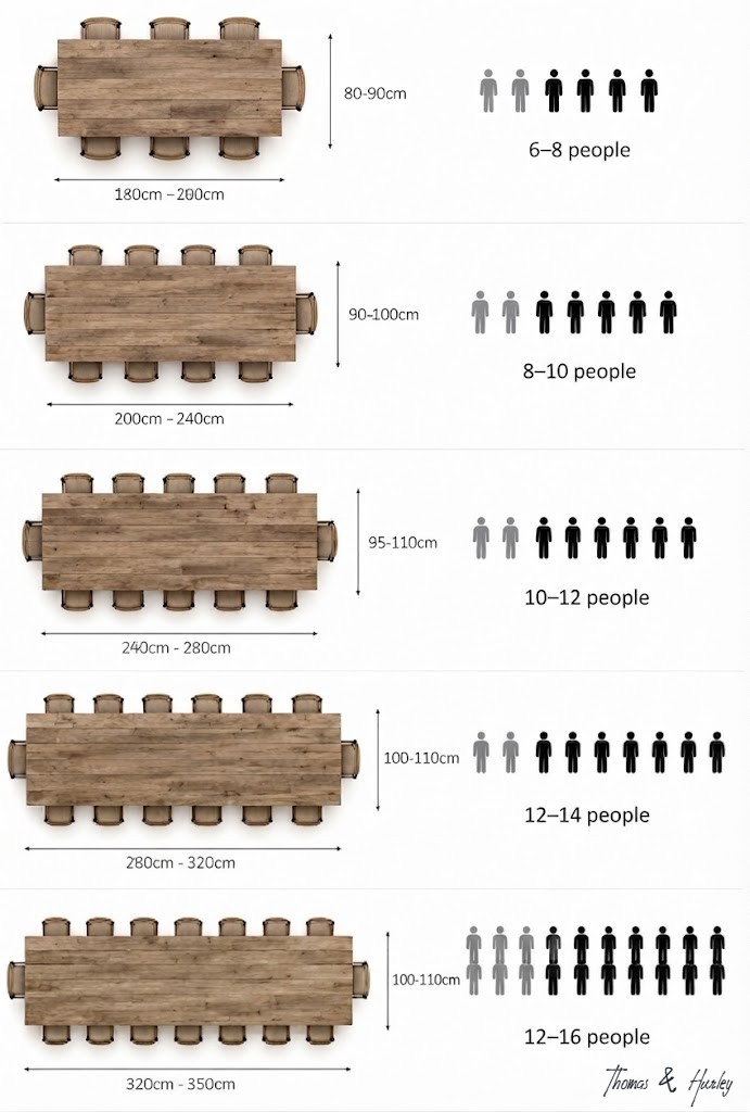 How Many Dining Chairs Fit Around a Dining Table? The Complete Size Guide Size guide showing how many chairs fit around a dining table